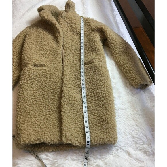 Whistles Long Coat Jacket Faux Fur Teddy Sherpa Beige Size XS Winter Pockets - Picture 12 of 13